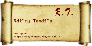 Rády Tamás névjegykártya